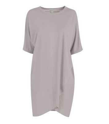 Apricot Grey Wrap Tunic Dress | New Look